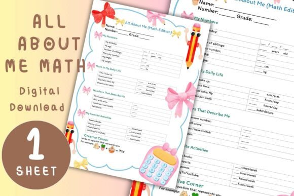 All About Me Math Worksheet for First Week