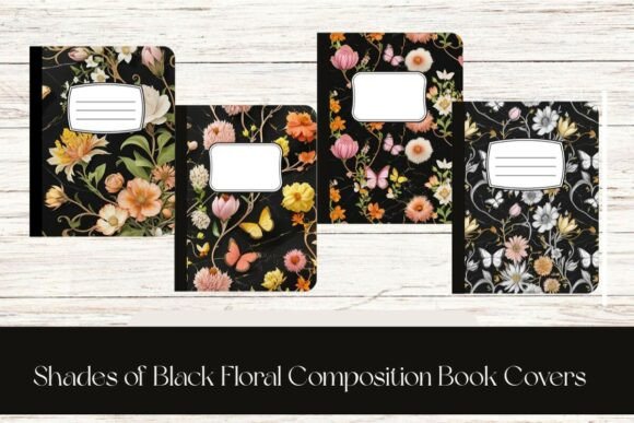 Black Floral Composition Notebook Cover