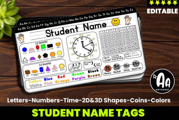 Desk Nameplates ABC,0-100,2D 3D Shapes: A Practical Resource for Elementary Math