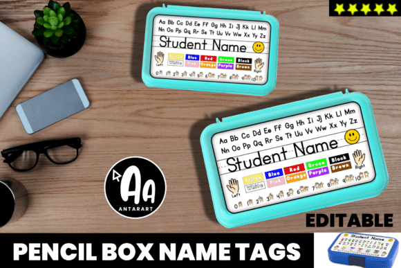 Editable Name Tags for Pencil Boxes Desk