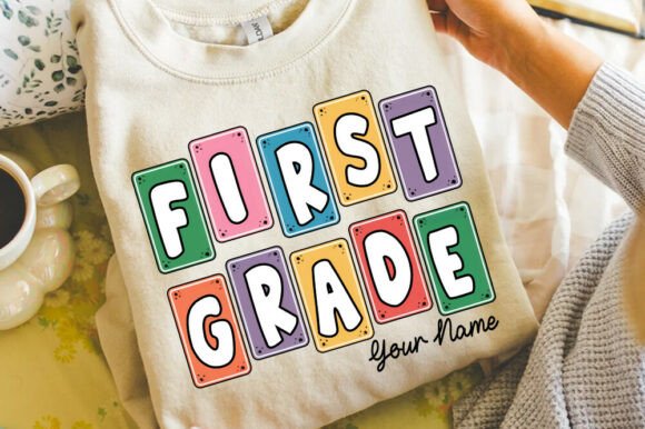 First Grade Custom Name School Shirt PNG