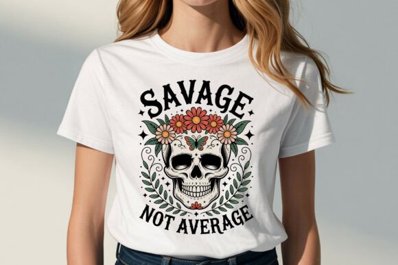 Savage Skull Boho Floral Vintage T-Shirt