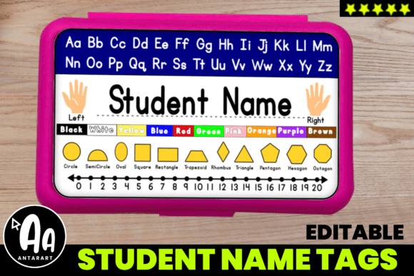 Student Nameplates 2D Shapes Colors for Learning